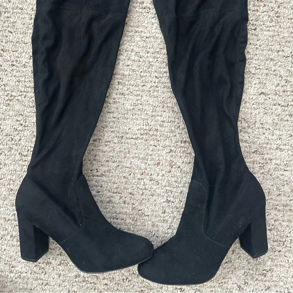 SO Over the Knee Boots Faux Suede Black Size 9
